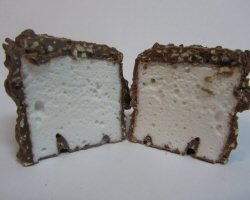 An opened nutty marshmellow