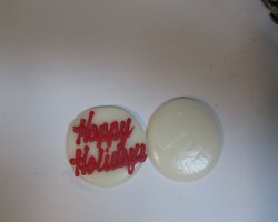 Some of our cream wafers, which we are famous for personalizing.